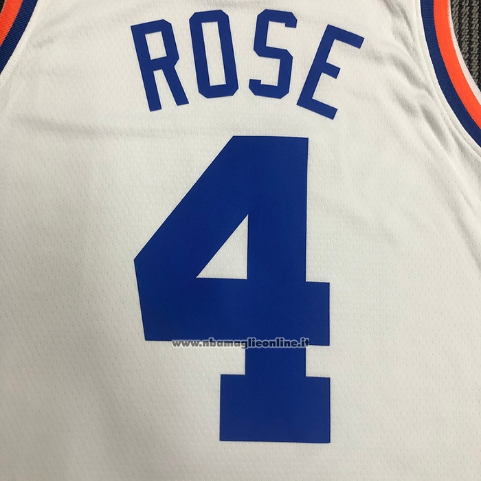Maglia New York Knicks Derrick Rose #4 75th Anniversary Bianco